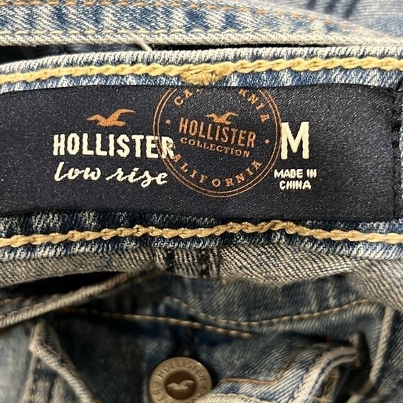 Hollister Overalls M Denim Distressed Low Rise Jeans Slouchy Pocket Vtg Inspired - Picture 10 of 13